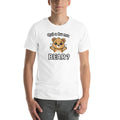 T-shirt adulte unisexe blanc « Qui a bu ma BEAR ? », vue portée.
